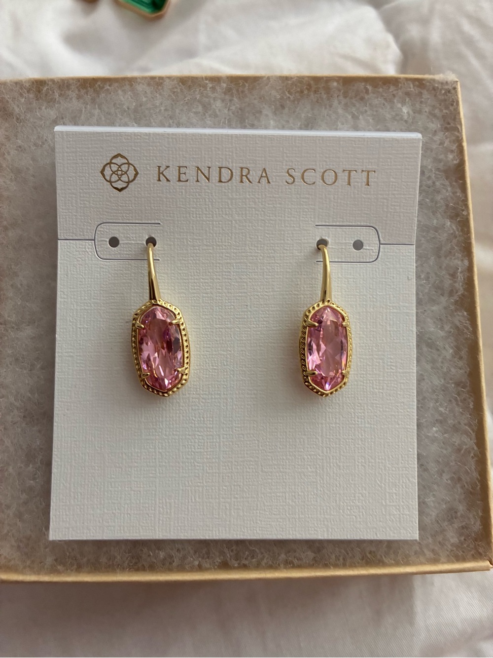 Kendra Scott Pink Gold Oval Drop Earrings